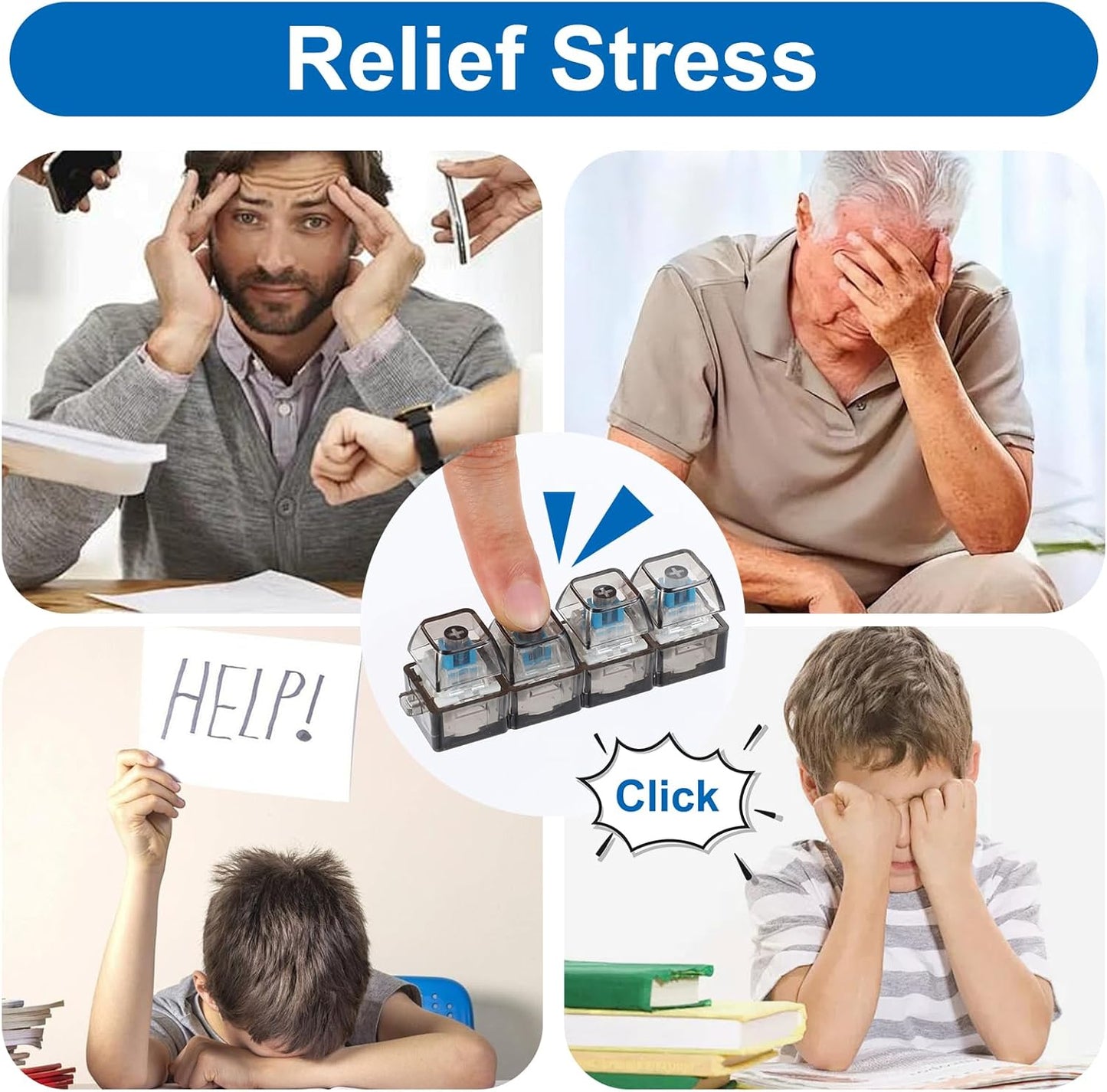 4-Button Keyboard Fidget Toy Keychain — Stress Relief, Focus & Anxiety Decompression Tool