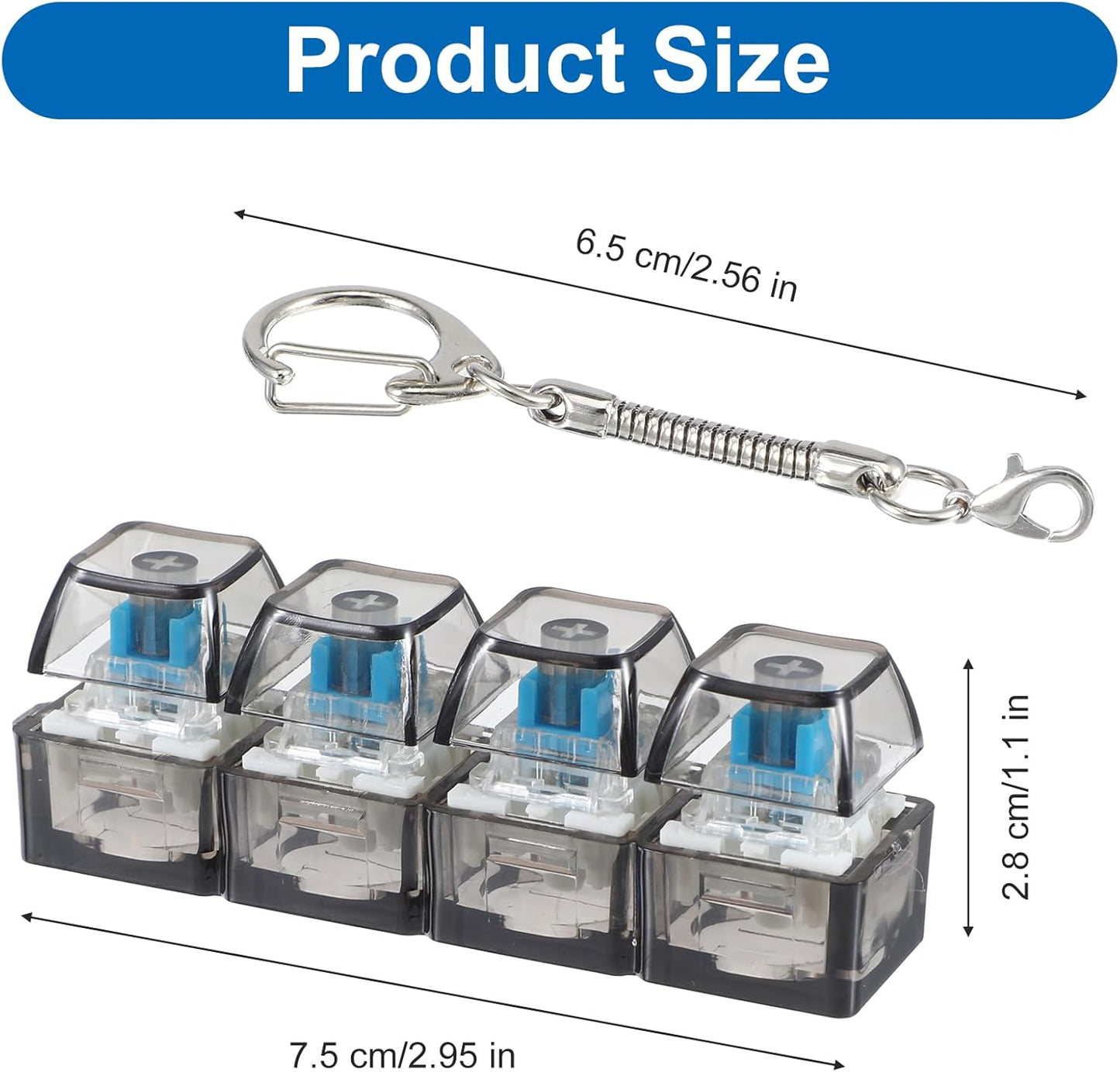 4-Button Keyboard Fidget Toy Keychain — Stress Relief, Focus & Anxiety Decompression Tool