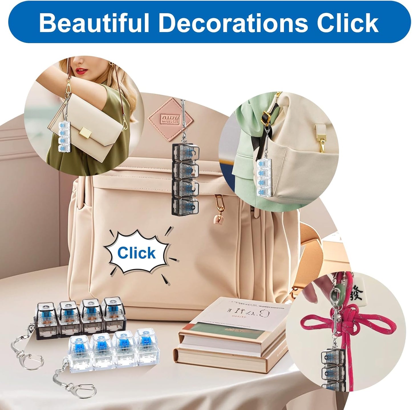 4-Button Keyboard Fidget Toy Keychain — Stress Relief, Focus & Anxiety Decompression Tool